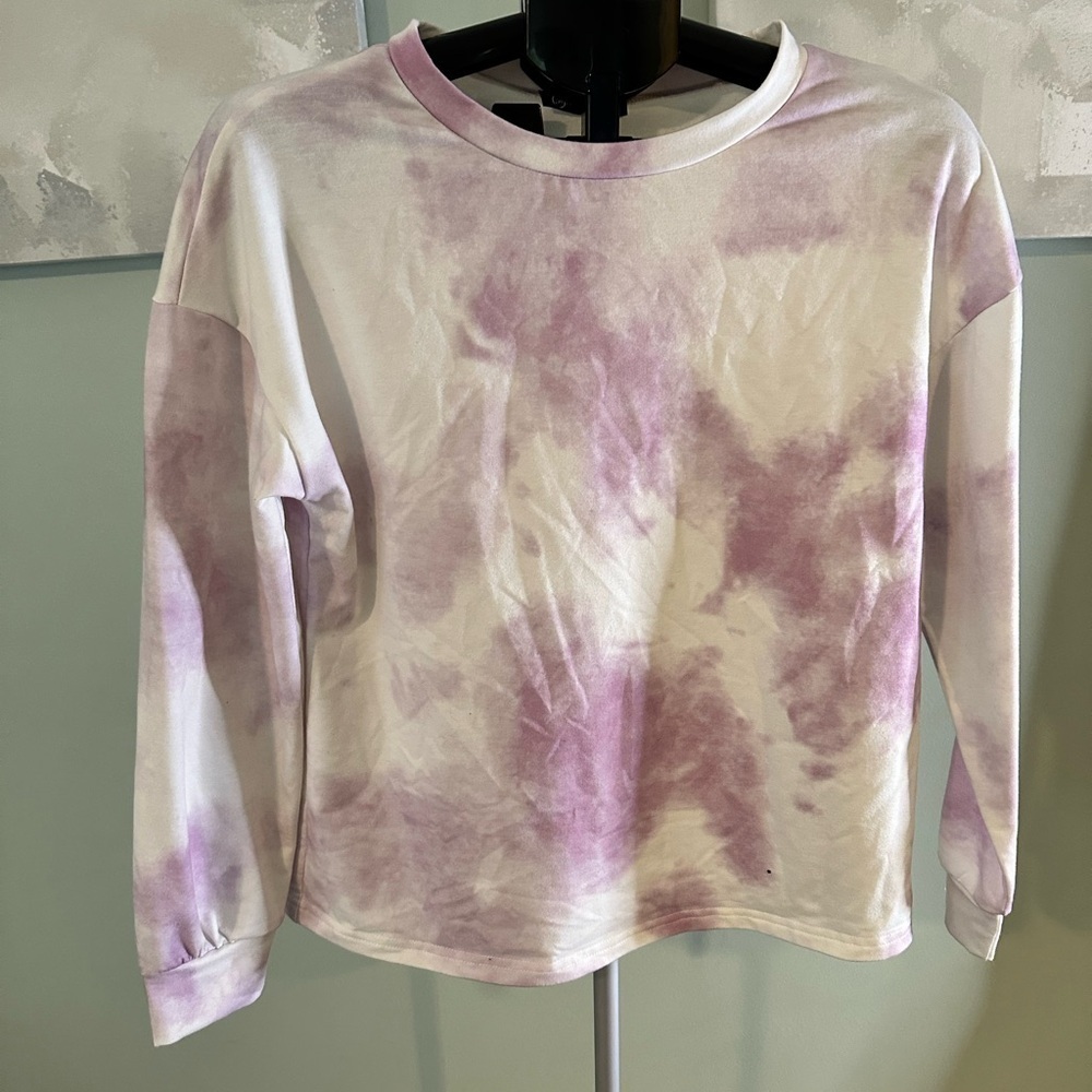 PURPLE AND WHITE TIE DYE CREW NECK SWEATSHIRT
